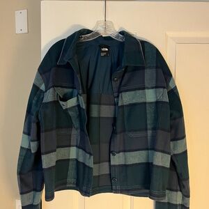 The North Face Men's Green and Blue Plaid Shirt Jacket